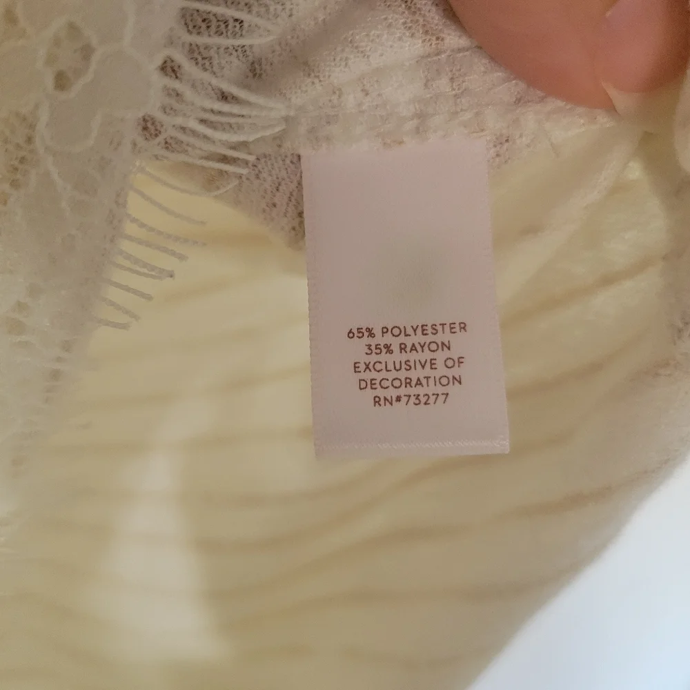 LC Lauren Conrad Cream & Tan Lace Hem Tunic Size Medium - Picture 10 of 10